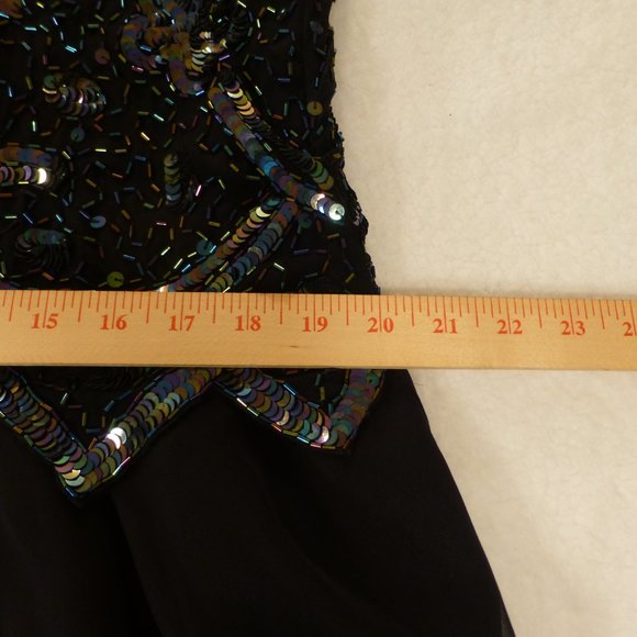 LAWRENCE KAGAR BLACK LINED SEQUIN GOWN Size 1X Silk lining HOLIDAY DRESSING $160 - Picture 11 of 13